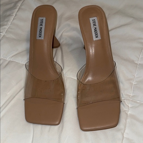 Steve Madden Nude Heels with Clear Strap - Picture 2 of 3